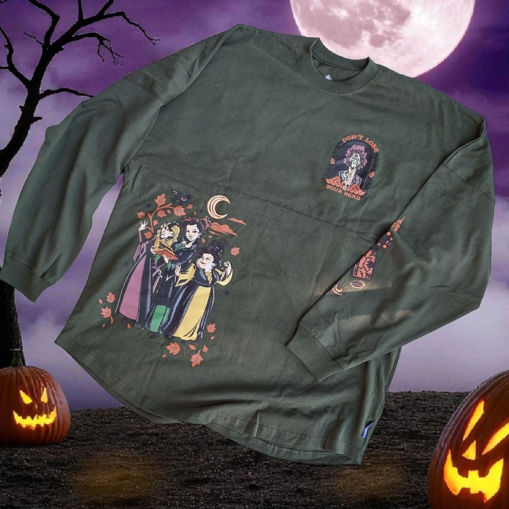 Hocus Pocus Disney Long Sleeve Forest Green Spirit Jersey XL Women's
